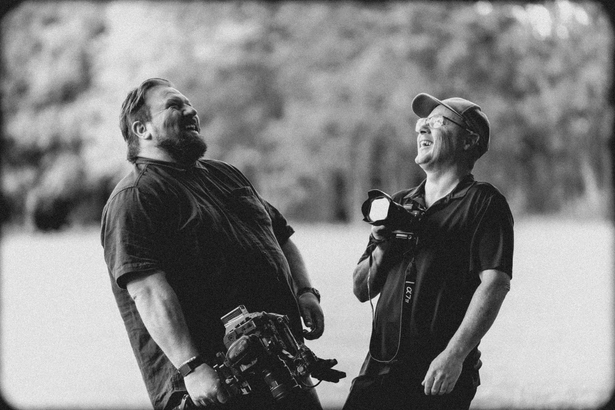 Chris from ChrisJFilms and wedding photographer Pete laughing together