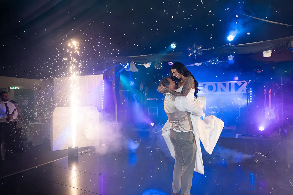 Leila and Mark during their first dance with cold sparks