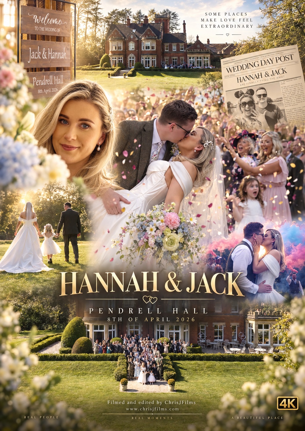 Wedding film poster for Hannah and Jack at Pendrell Hall