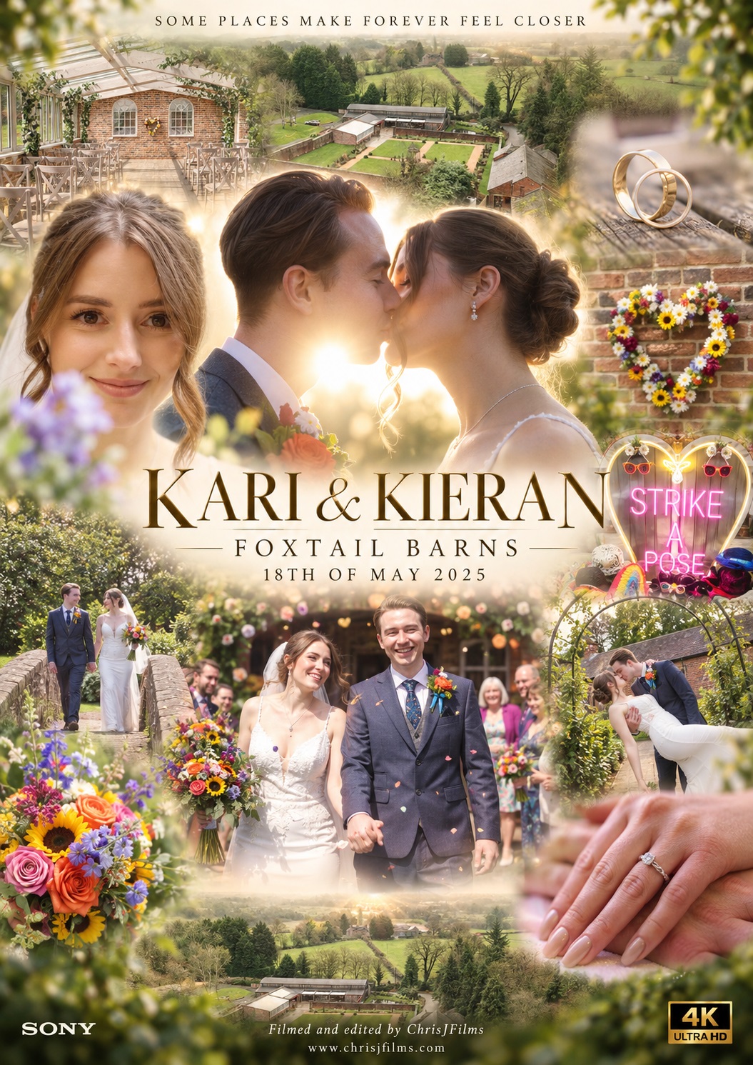 Wedding film poster for Karina and Kieran at Foxtail Barns