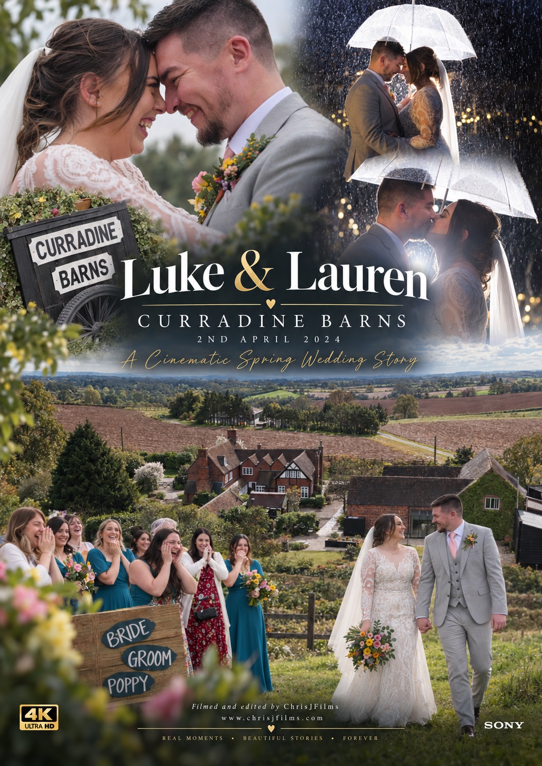 Wedding film poster for Luke and Lauren at Curradine Barns