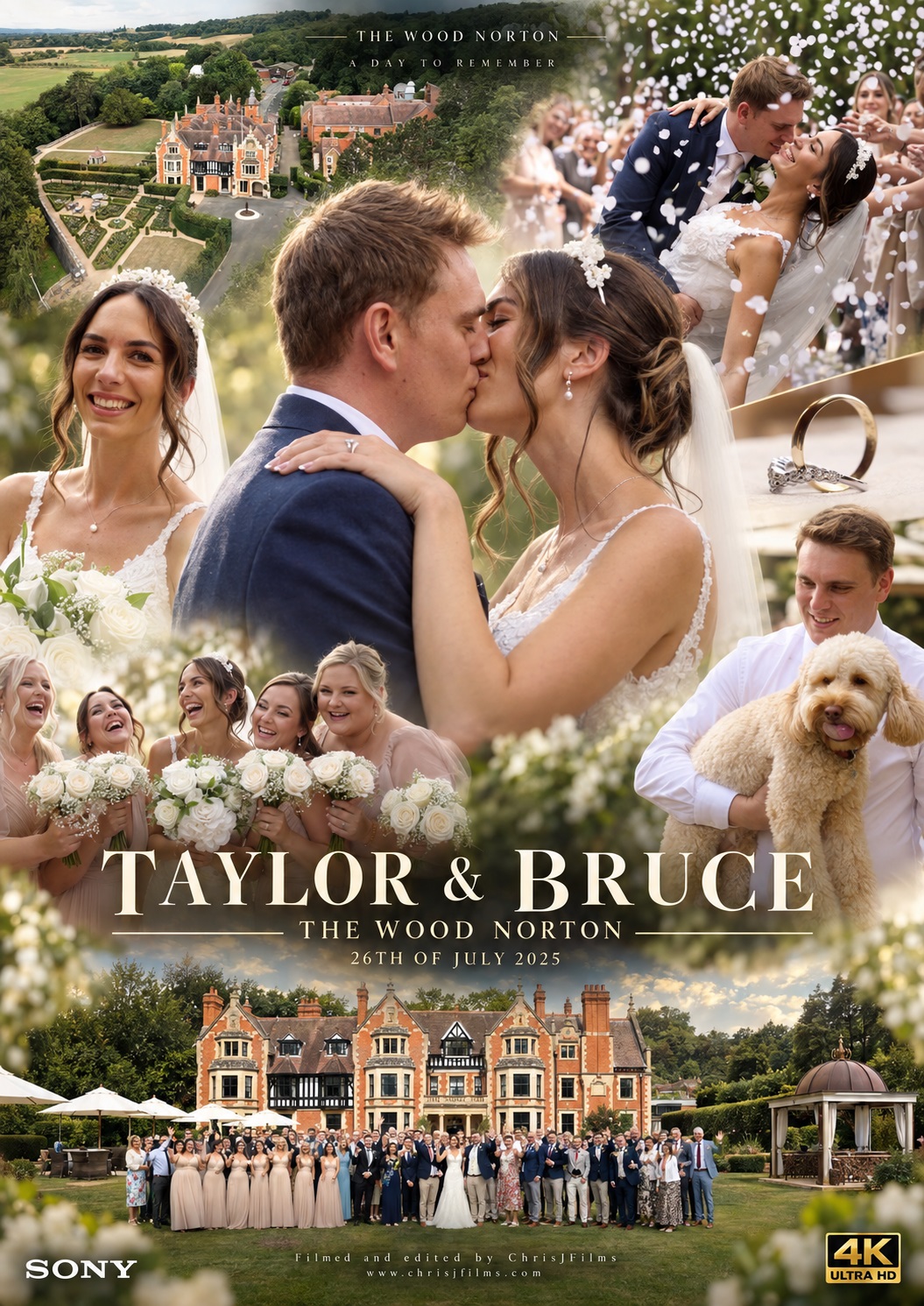 Wedding film poster for Taylor and Bruce at The Wood Norton