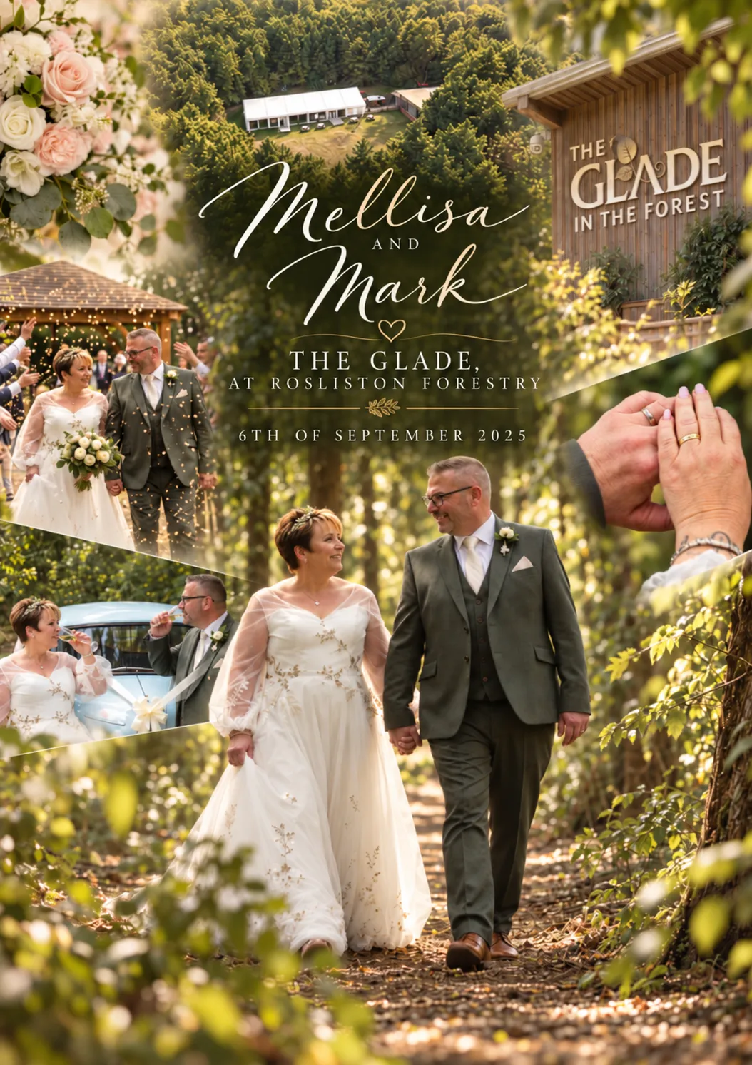 Wedding film poster for Melissa and Mark at The Glade at Rosliston Forestry Centre