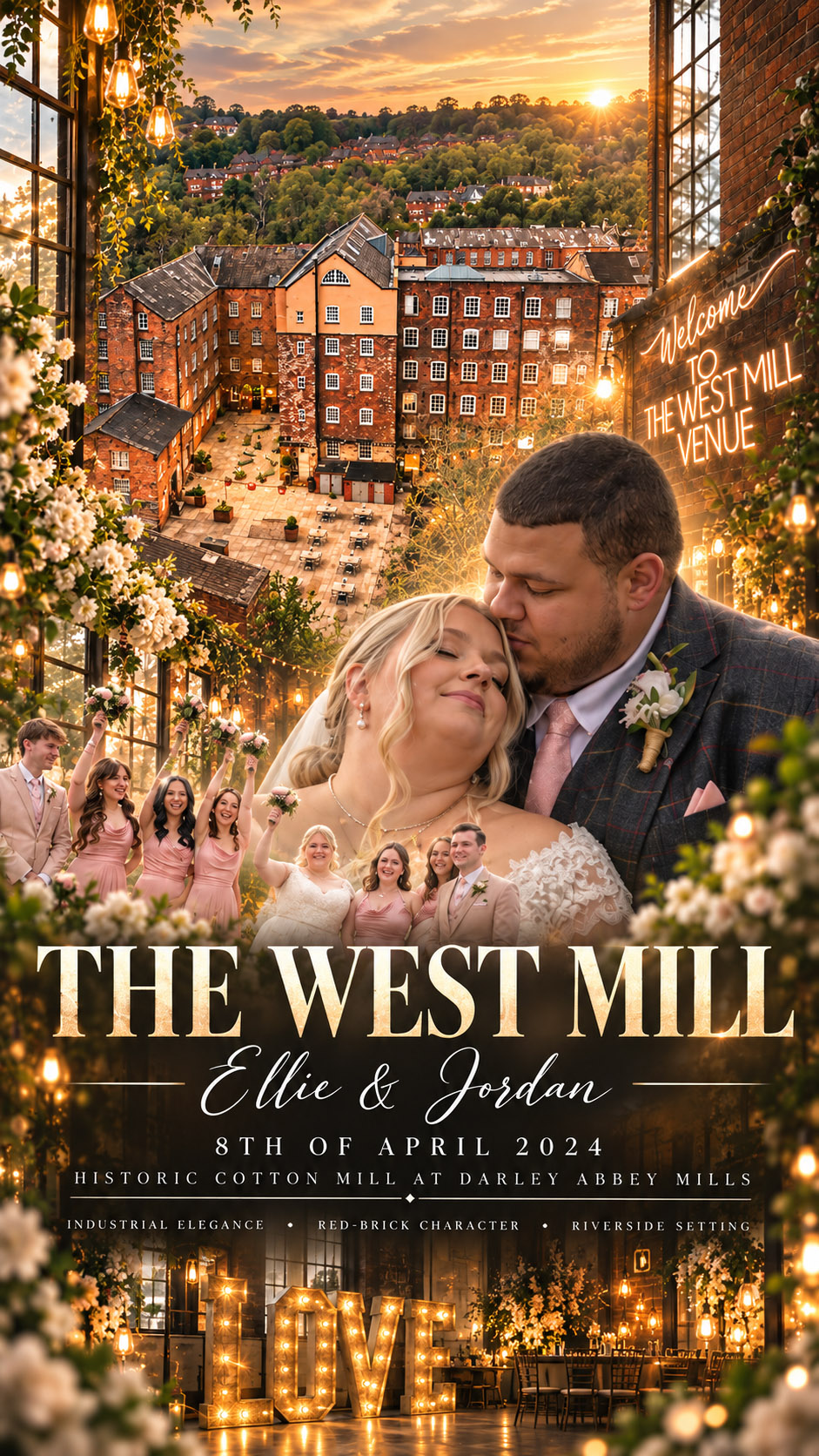 Wedding film poster for Ellie and Jordan at The West Mill